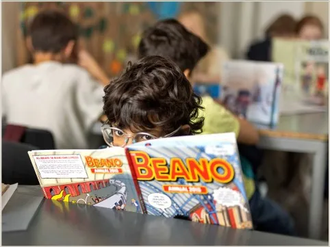 Children reading in a Frederiksberg Kommune school library